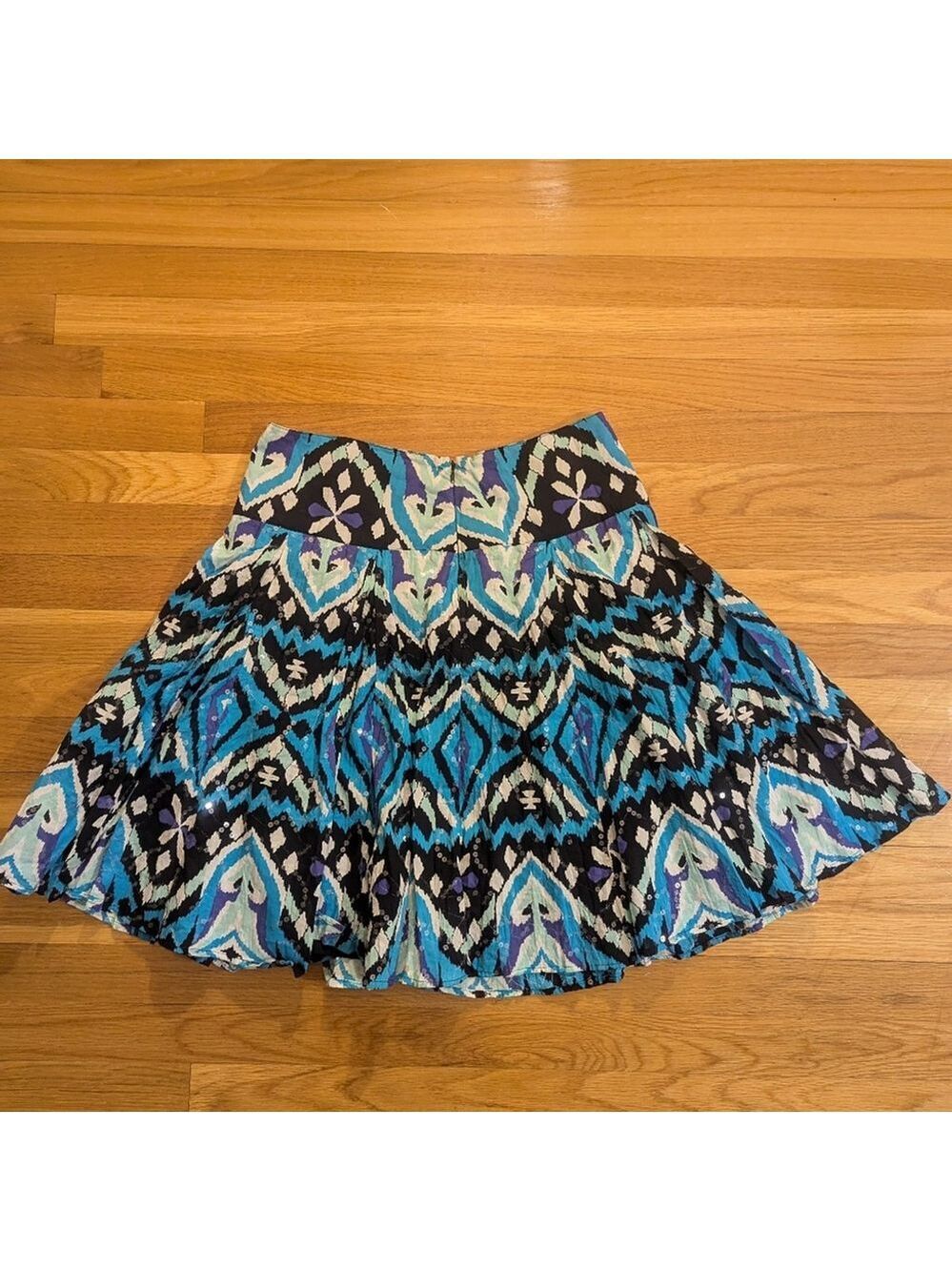 INC Circle Skirt Size 8 Black White Blue Purple Sequins - Picture 7 of 7